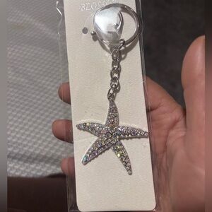 Crystal Starfish Keychain - Iridescent Rhinestones